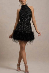 Women's Sleeveless Slim Shiny Plush Dress - ProTrendyz