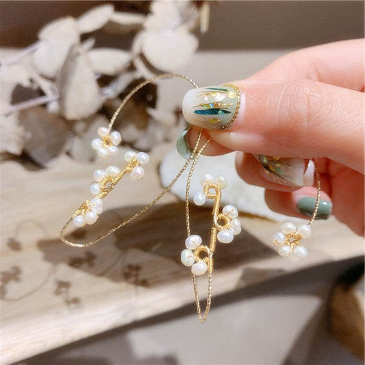 Design Hand-woven Flower Pearl Earrings - ProTrendyz