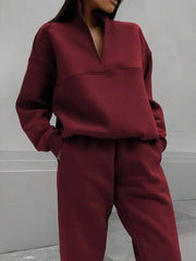 Long-sleeved Sports Sweatshirt Suit Fashion Stand-up Collar Zip-up Top And Elastic Band Trousers With Pocket Spring Fall Clothing For Women US - ProTrendyz