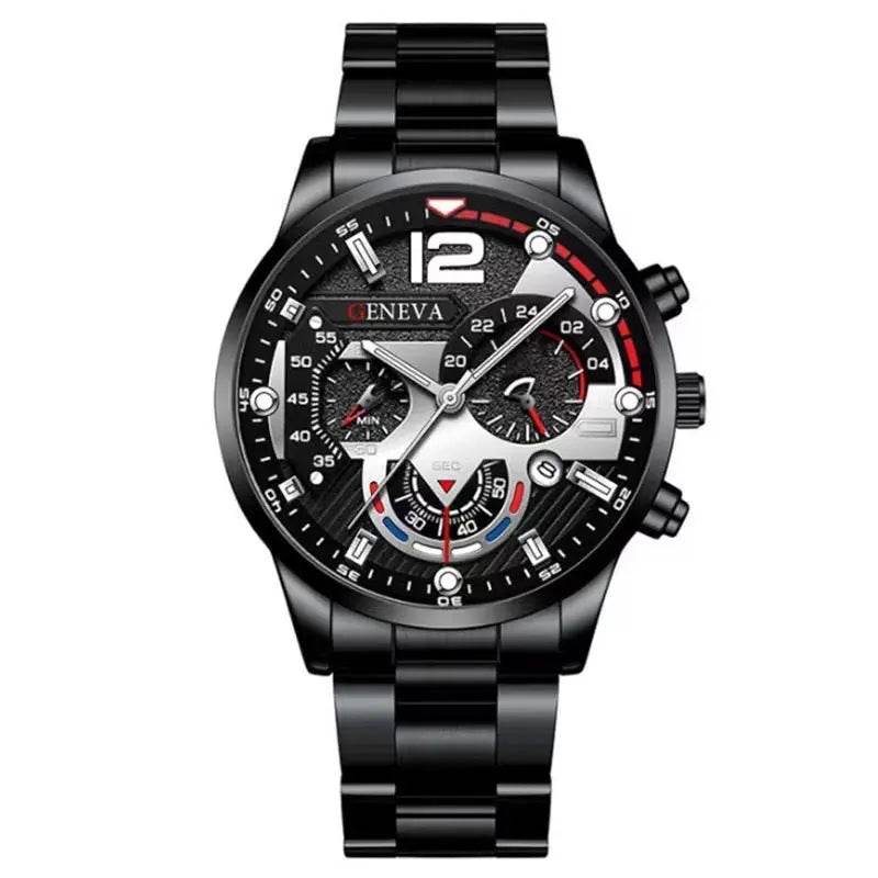 2pcs Men's New Popular Steel Strip Fashion Business Three Eye Quartz Watch Bracelet Set Valentine's Day Gifts - ProTrendyz
