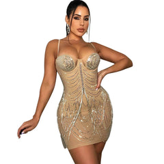 Women's Fashion Personality Tassel Suspender Dress For Party - ProTrendyz