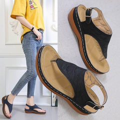 Casual Sandals Women's Wedge Heel Solid Color Flip Flop Sandals - ProTrendyz