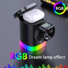 3 In 1 Magnetic Wireless Fast Charger For Smart Phone RGB Ambient Light Charging Station For Airpods IWatch - ProTrendyz