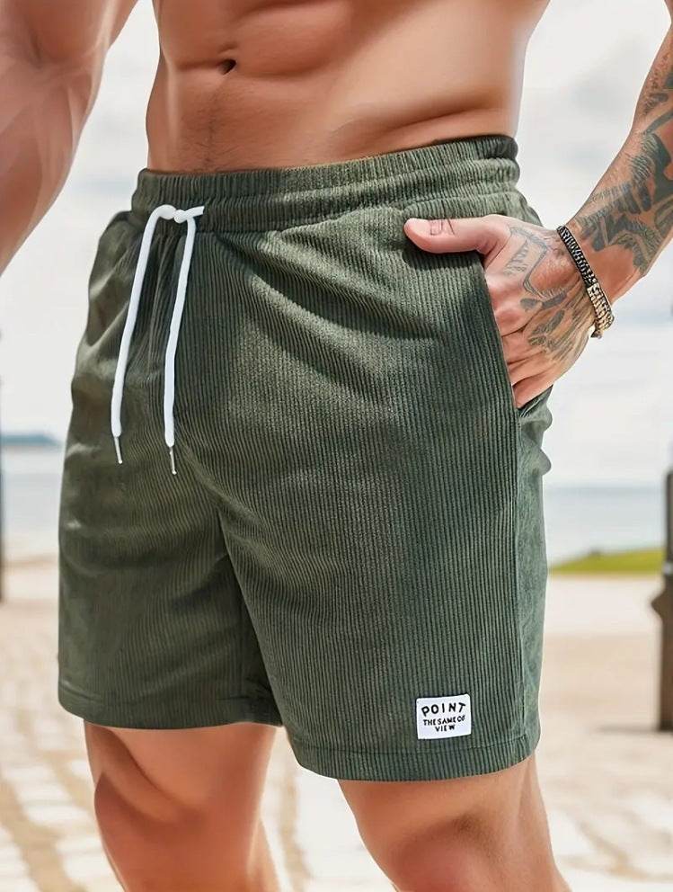 Lace-up Drawstring Shorts Summer Corduroy Sports Short Pants Mens Clothing - ProTrendyz