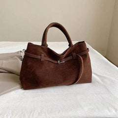 2025 Hot Sale Decorative Design Solid Faux Suede Handbag Large Capacity Casual Tote Bags For Women Tote Design Portable Shoulder Bag - ProTrendyz