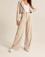 High Waist Straight Trousers With Pockets Wide Leg Casual Pants For Women - ProTrendyz