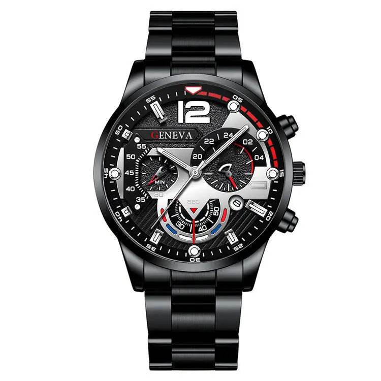 2pcs Men's New Popular Steel Strip Fashion Business Three Eye Quartz Watch Bracelet Set Valentine's Day Gifts - ProTrendyz