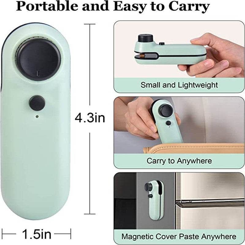 Bag Sealer, 2 In 1 Mini Bag Sealer Heat Seal Rechargeable And Cutter, Mini Chip Bag Sealer Heat Seal With Soft Magnetic Portable Heat Sealer With Cable USB Rechargeable Food Bag Sealing Machine - ProTrendyz