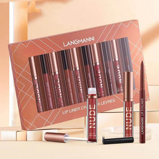Lip Liner And Lipstick Makeup 12 Pcs Set 6 Matte Lipstick 6 Lip Liner Pens Waterproof Long Lasting Matte Lipstick Beauty Cosmetics Makeup Gift For Girls Lipstick Set - ProTrendyz