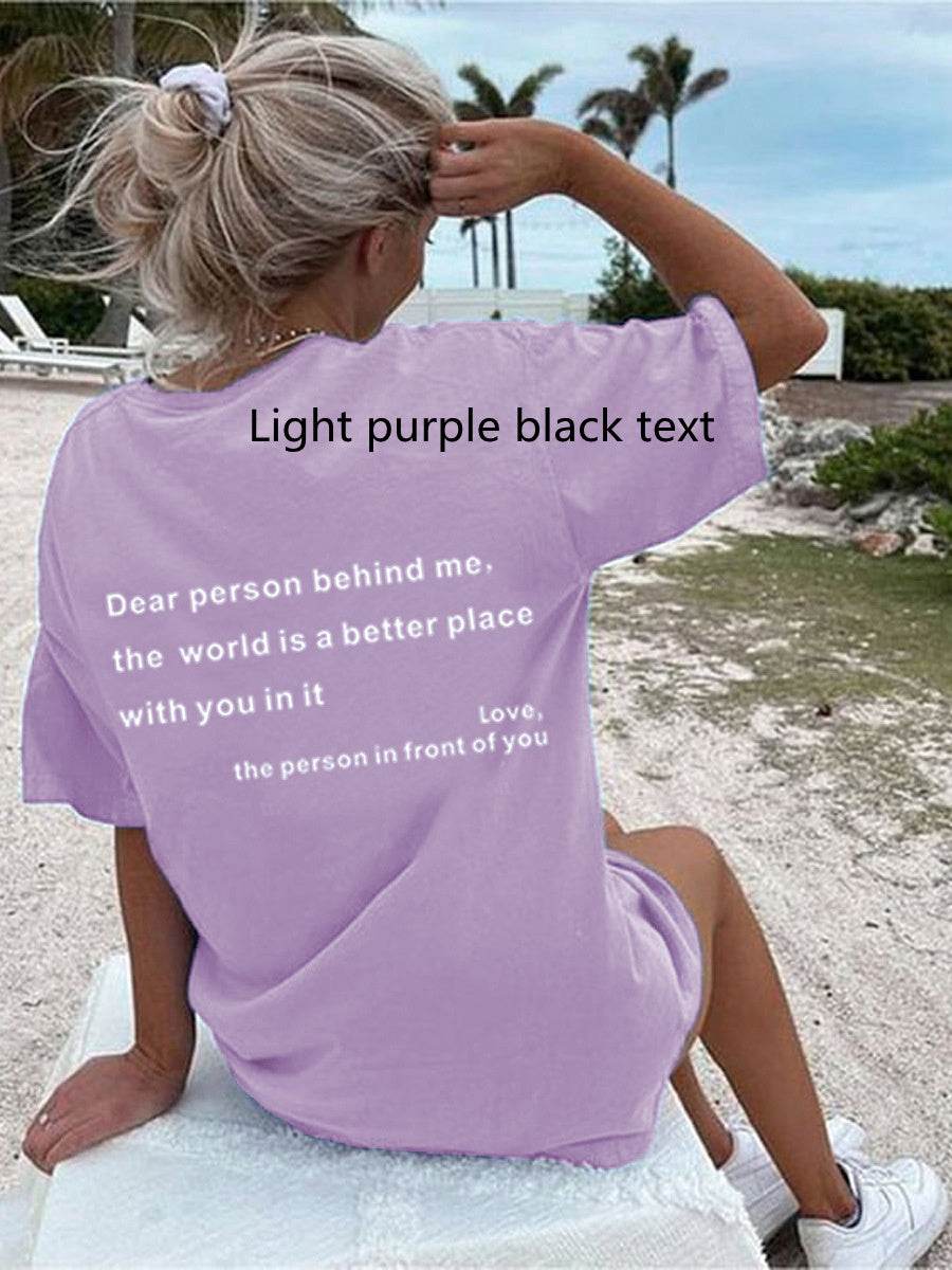 New Fashion Womens Letter T-Shirt Round Neck Short Sleeve Slogan Tee Top - ProTrendyz
