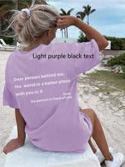 New Fashion Womens Letter T-Shirt Round Neck Short Sleeve Slogan Tee Top - ProTrendyz