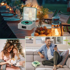 Retro Turntable Speaker Wireless Bluetooth-compatible 5.0 Vinyl Record Player Stereo Sound With White Noise RGB Projection Lamp Effect - ProTrendyz