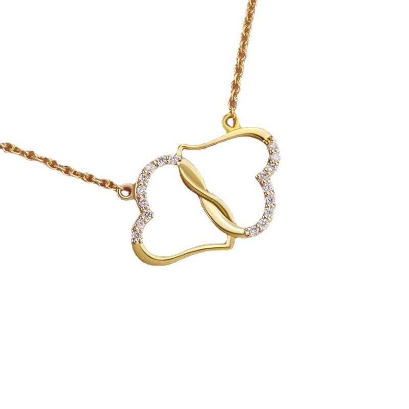 Fashion Double Heart Love Necklace With Rhinestones Inlaid Zircon Mother Valentine's Day Gift - ProTrendyz