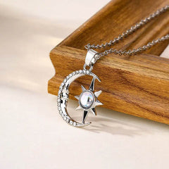 Fashion Jewelry Fashion Moon Star Zircon Pendant Necklace Stainless Steel Light Luxury Choker Jewelry Party Gifts For Women Girls - ProTrendyz