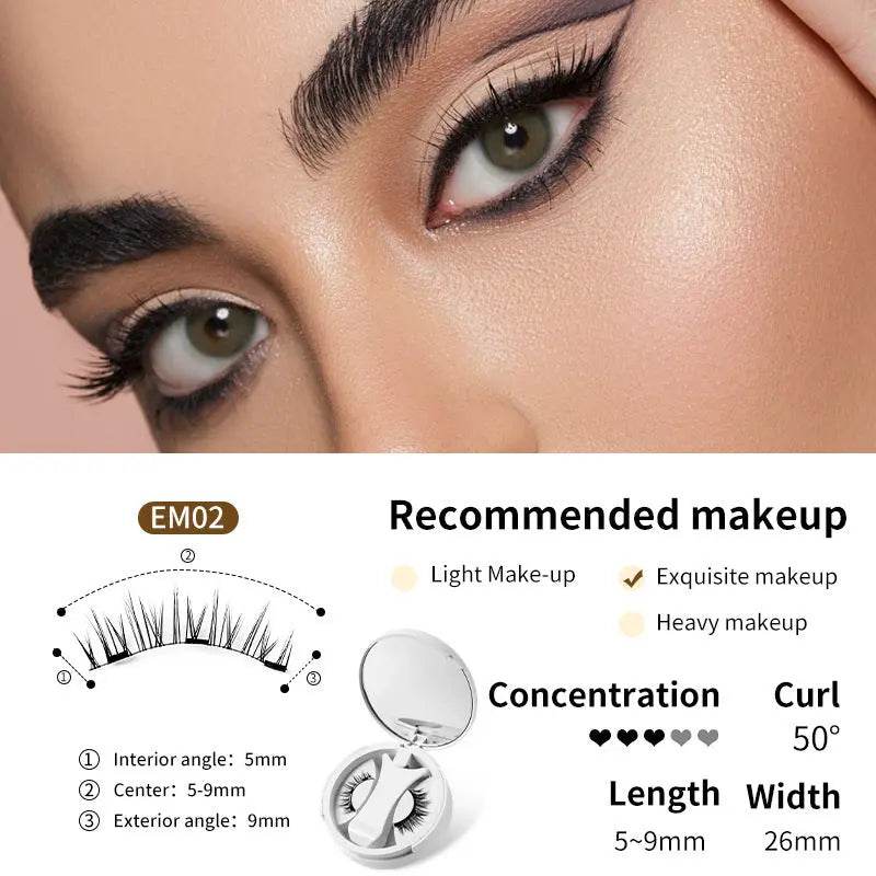 Magnetic False Eyelashes Integrated Storage Box Glue-free Magnet False Eyelashes Natural Makeup Tools With Applicater - ProTrendyz