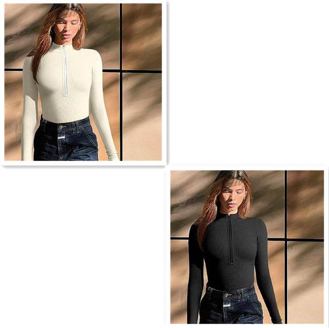 Fashion Long Sleeve Zipper Jumpsuit Seamless Slimming Shapewear For Women Romper - ProTrendyz