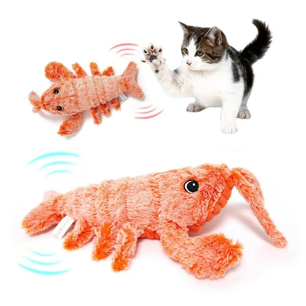 Pet Toys Electric Jumping Shrimp USB Charging Simulation Lobster Funny Cat Plush Pets Toy - ProTrendyz