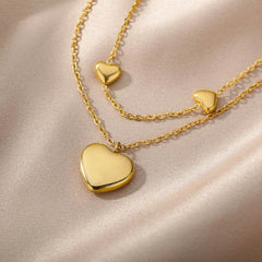 Fashion Jewelry Multilayer Heart Pendant Necklaces For Women Stainless Steel Chain Choker Zircon Moon Star Necklace Femme Wedding Jewelry Gift - ProTrendyz