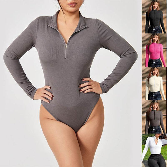 Fashion Long Sleeve Zipper Jumpsuit Seamless Slimming Shapewear For Women Romper - ProTrendyz