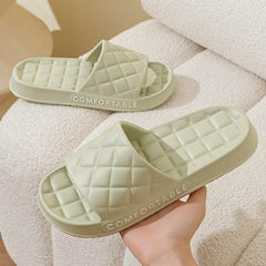 Men's Home Slippers With Plaid Design Soft-soled Silent Indoor Floor Bathing Slippers Women House Shoes Summer - ProTrendyz